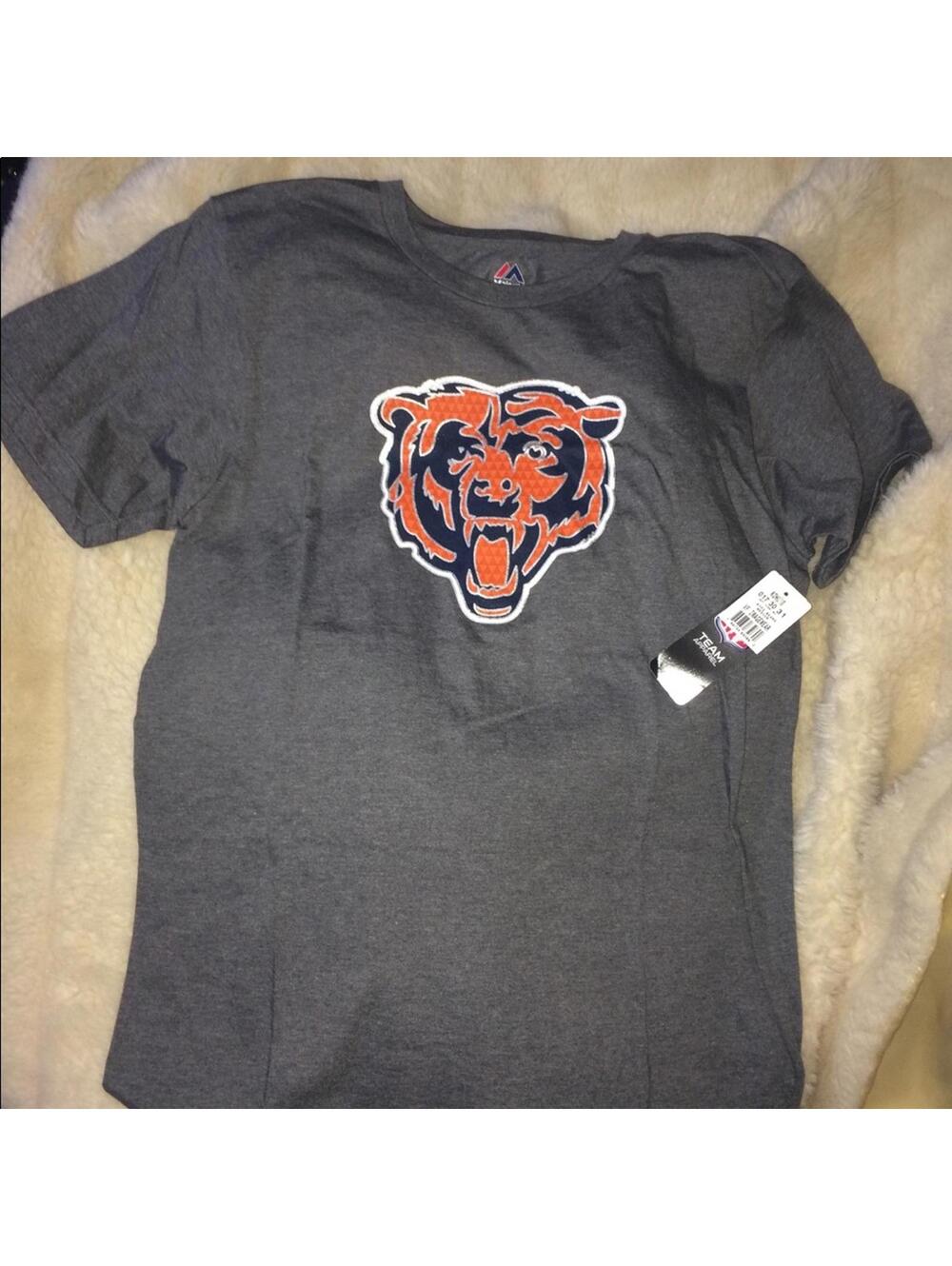 Majestic Chicago Bears Gray T Shirt Team Logo Size M